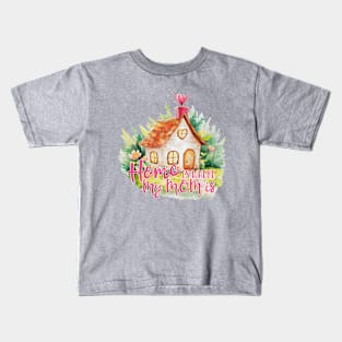 Home Is Where My Mom Is - Vintage Watercolor Illustration in Pastel Shades Kids T-Shirt